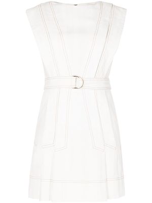 Acler frayed-panel belted dress - White