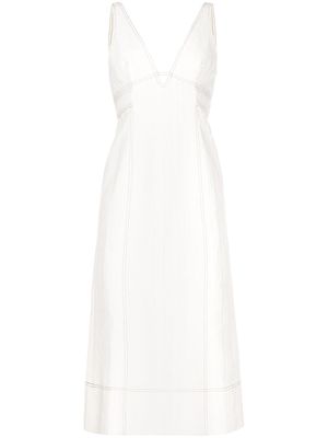 Acler frayed-panel cotton dress - White