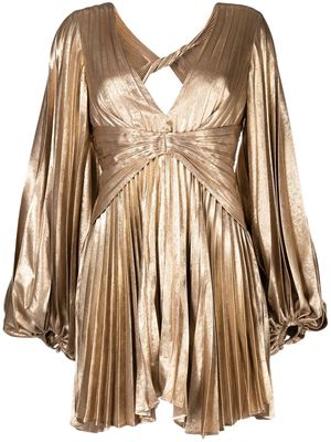 Acler Geneva pleated mini dress - Gold