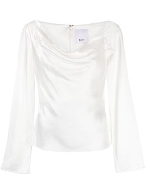 Acler Hallett long-sleeve satin blouse - Neutrals