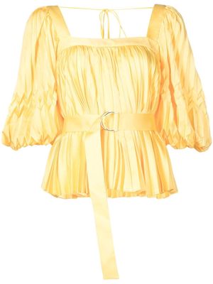 Acler Harrow belted satin blouse - Yellow