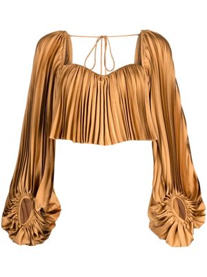 Acler Moston pleated cropped top - Brown
