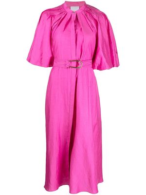 Acler pleat-detail belted dress - Pink