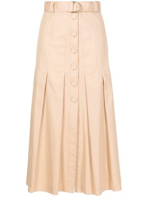 Acler pleated mid-length skirt - Brown