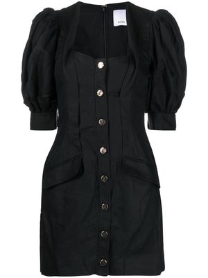 Acler puff-sleeve linen-blend dress - Black