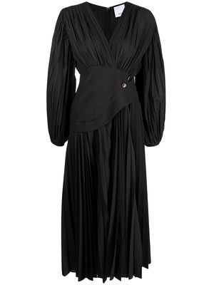 Acler puff-sleeve pleated dress - Black