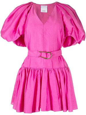 Acler puff-sleeve ruffled dress - Pink