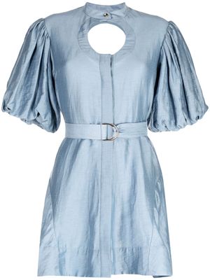Acler Torrens puff-sleeve mini dress - Blue