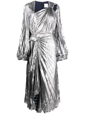 Acler Wellington metallic plissé midi dress - Silver