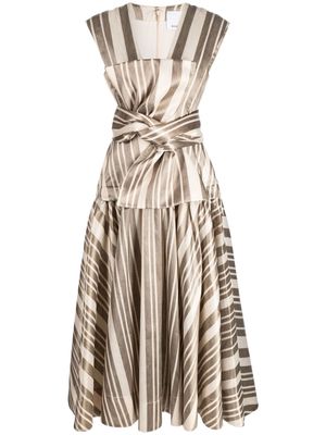 Acler Wilson striped midi dress - Brown