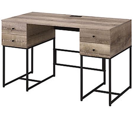 ACME Desirre Desk, Rustic Oak & Black