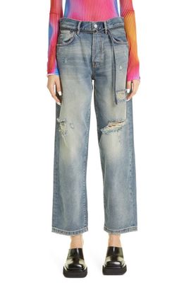 Acne Studios 1991 Toj Detroit Ripped Loose Fit Jeans in Mid Blue