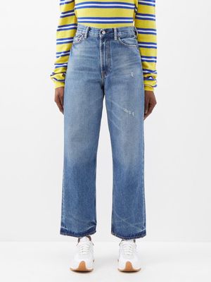 Acne Studios - 1993 Distressed High-rise Jeans - Womens - Mid Blue