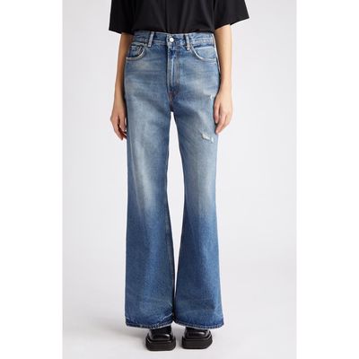 Acne Studios 2022 Organic Cotton Denim Wide Leg Jeans in Mid Blue at Nordstrom, Size 29 30