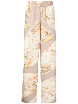 Acne Studios abstract-print slip-on palazzo trousers - Neutrals