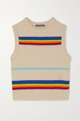Acne Studios - Appliquéd Striped Crochet-knit Wool Vest - Ivory