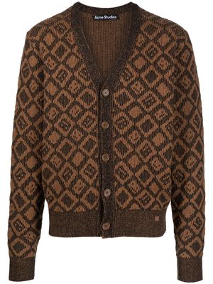 Acne Studios argyle intarsia-knit cardigan - Brown
