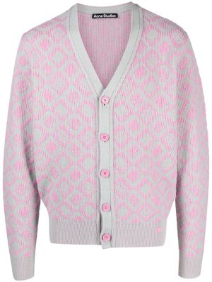 Acne Studios argyle intarsia-knit cardigan - Pink