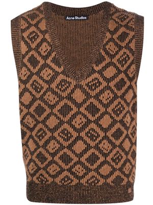 Acne Studios argyle intarsia-knit vest - Brown