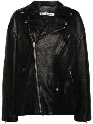 Acne Studios asymmetric leather biker jacket - Black