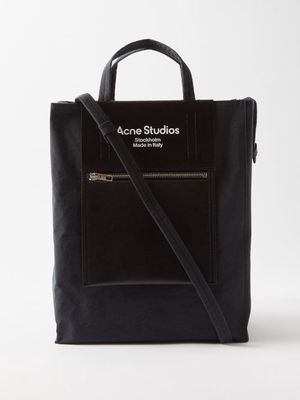 Acne Studios - Baker Out Medium Canvas And Leather Tote Bag - Womens - Black