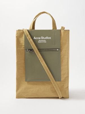 Acne Studios - Baker Out Medium Leather-trimmed Canvas Tote Bag - Womens - Green Multi