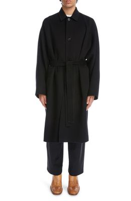 Acne Studios Belted Double Face Wool Coat in Black
