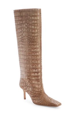 Acne Studios Besquared Gemini Croc Embossed Pointed Toe Boot in Powder Pink