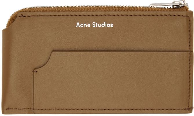 Acne Studios Brown Calfskin Zip Wallet