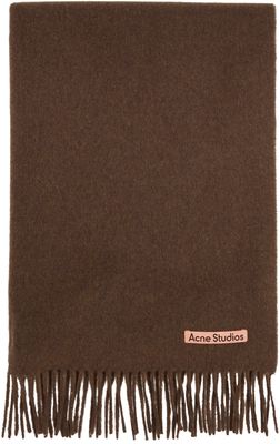 Acne Studios Brown Oversized Fringed Wool Scarf