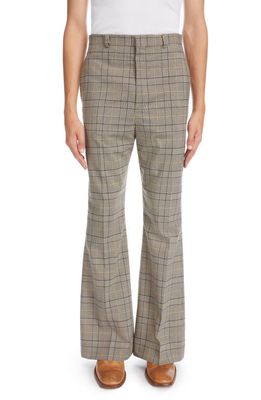 Acne Studios Check Flare Pants in Brown/Red