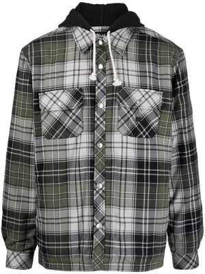 Acne Studios check-pattern hooded overshirt - Green