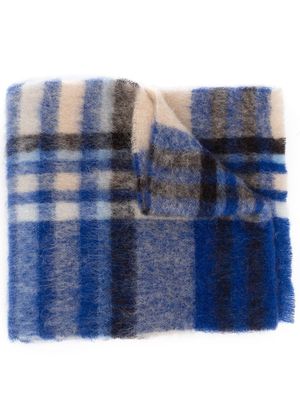 Acne Studios checked knitted scarf - Blue