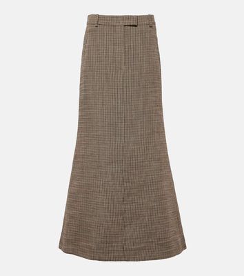 Acne Studios Checked linen-blend maxi skirt