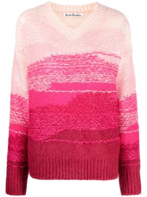 Acne Studios chunky-knit V-neck jumper - Pink