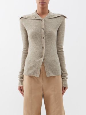 Acne Studios - Collared Ribbed-knit Cardigan - Womens - Beige