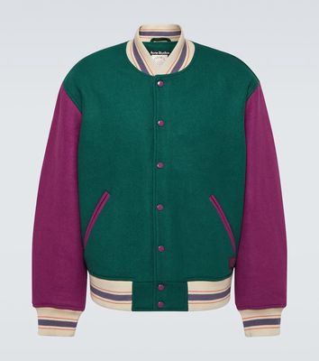 Acne Studios Colorblocked wool-blend varsity jacket