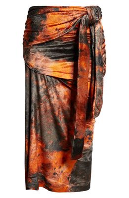 Acne Studios Colorburst Ruched Skirt in Rust Orange