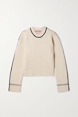 Acne Studios - Cotton-trimmed Ribbed Wool Sweater - Neutrals