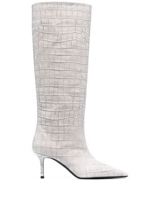 Acne Studios croc-embossed 75mm heeled boots - AEG-Off white
