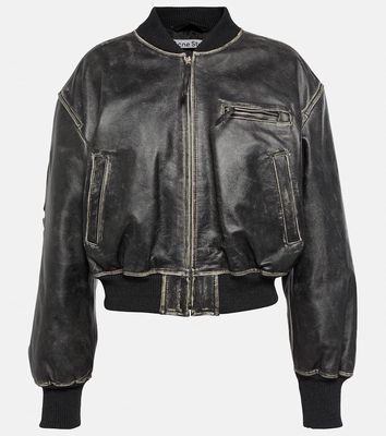 Acne Studios Cropped leather bomber jacket