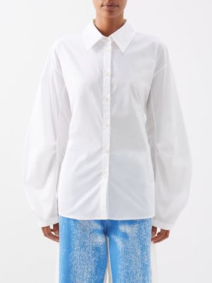 Acne Studios - Cutout-back Puff-sleeve Cotton-blend Shirt - Womens - Optical White