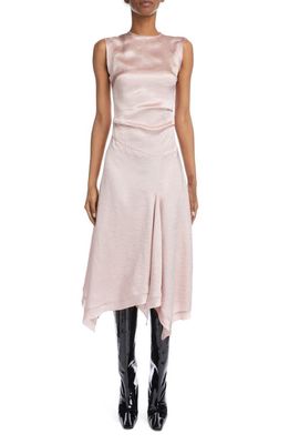 Acne Studios Difella Textured Satin Midi Dress in Light Pink