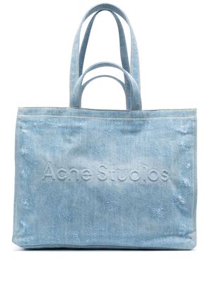 Acne Studios distressed denim tote bag - Blue