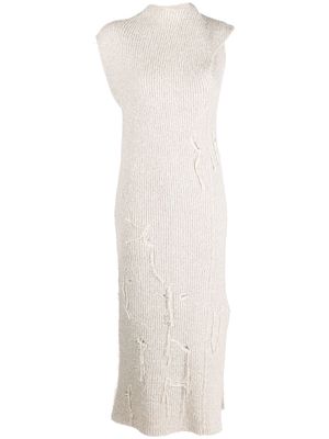 Acne Studios distressed-effect knitted dress - Neutrals