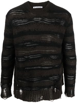 Acne Studios distressed stripe jumper - Brown