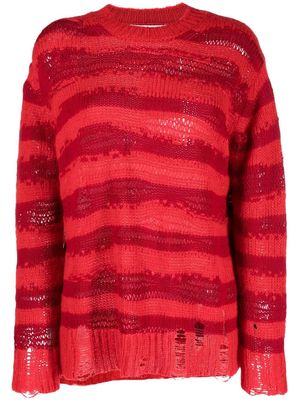 Acne Studios distressed striped jumper - Red
