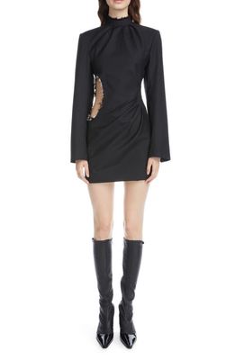 Acne Studios Dormi Pinstripe Wool Jacquard Minidress in Black