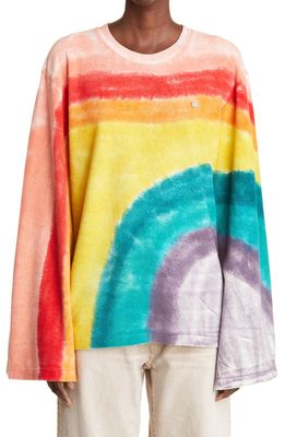 Acne Studios Eisko Rainbow Long Sleeve Terry Cloth T-Shirt in Pastel Pink