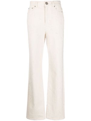 Acne Studios embroidered bootcut jeans - Neutrals